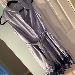 Neiman Marcus shirt dress. With lace inset and embroidery. Button front. Size 10